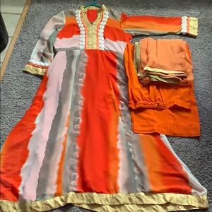 Orange and tie dye suit